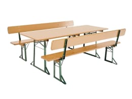 Produktbild: RUKU Bierzeltgarnitur, 220 cm, 80 cm breiter Tisch Kiefer 1 Tisch + 2 Bänke mit Lehne 3-tlg.