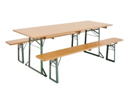 Produktbild: RUKU Bierzeltgarnitur, 220 cm, 80 cm breiter Tisch Kiefer 1 Tisch + 2 Bänke ohne Lehne 3-tlg.