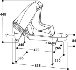 Technische Zeichnung: Suevia Weidepumpe Mod. 556 für Rinder, Pferde