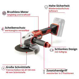 Produktbild: EINHELL Professional Akku-Winkelschleifer AXXIO 18/150
