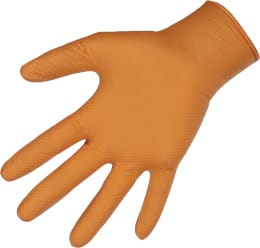 Produktbild: Keron Einmalhandschuh Nitrile X-Grip, orange, mit strukturierter Griffoberfläche