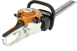 Produktbild: STIHL Benzin-Heckenschere HS 45 mit orangefarbenem Motor und beidseitigem Schneidblatt