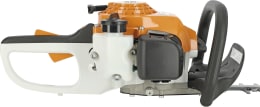 Produktbild: STIHL Benzin-Heckenschere HS 45 mit orangefarbenem Motor und beidseitigem Schneidblatt