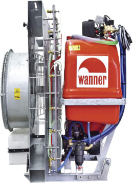 Produktbild: WANNER Gebläsespritze DA/DAL mit rotem Tank und Axialgebläse für Obst- und Weinbau