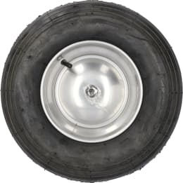 Produktbild: Knochenmuß Komplettrad 400x100, 4.80/4.00 - 8 4 PR Rille, Felge Stahlblech, silber lackiert, Nylon-Gleitlager