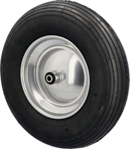 Produktbild: Knochenmuß Komplettrad 400x100, 4.80/4.00 - 8 4 PR Rille, Felge Stahlblech, silber lackiert, Rollenlager, Nabe