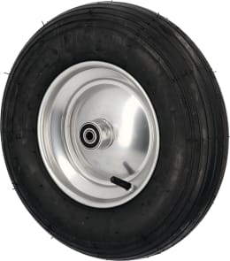 Produktbild: Knochenmuß Komplettrad 400x100, 4.80/4.00 - 8 4 PR Rille, Felge Stahlblech, silber lackiert, Kugellager, Nabe