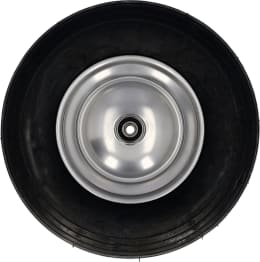 Produktbild: Knochenmuß Komplettrad 400x100, 4.80/4.00 - 8 4 PR Rille, Felge Stahlblech, silber lackiert, Kugellager, Nabe