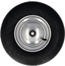 Produktbild: Knochenmuß Komplettrad 400x100, 4.80/4.00 - 8 4 PR Rille, Felge Stahlblech, silber lackiert, Kugellager, Nabe