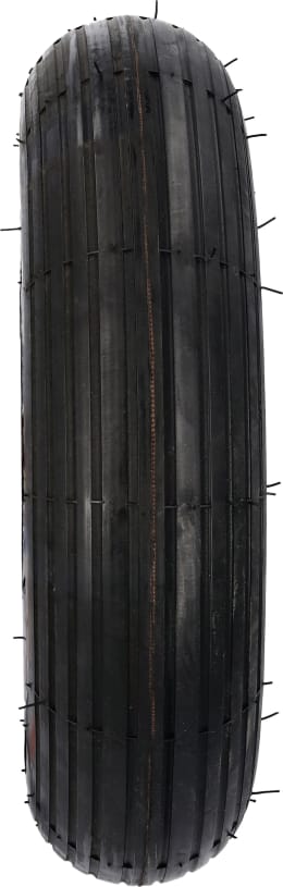 Produktbild: Knochenmuß Komplettrad 400x100, 4.80/4.00 - 8 4 PR Rille, Felge Stahlblech, silber lackiert, Kugellager, Nabe
