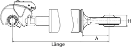 Technische Zeichnung: Hydraulischer Oberlenker Kat. 3/3 (32 mm), Länge 641 – 921 mm, mit Fanghaken und Kugelgelenk