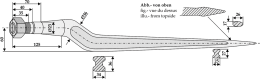 Technische Zeichnung: Industriehof® Silozinken 800 mm, M 22 x 1,5 AG, spitz, gekröpft, für universal