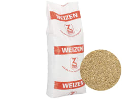 Produktbild: Weizen-Saatgut im Sack mit Detailansicht der Körner