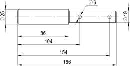 Technische Zeichnung: Düvelsdorf Oberlenker-Stufenbolzen Kat. 1, Kat. 2, Ø 19 mm, 25 mm, für Heckcontainer mechanisch/hydraul