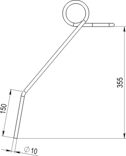 Technische Zeichnung: Düvelsdorf Striegelzinken 355 x 10 mm, für alle Düvelsdorf Grünlandstriegel