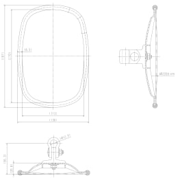 Technische Zeichnung: Mekra Außenspiegel 152 K links/rechts, 130 x 187 x 21 mm, gewölbt, unbeheizt