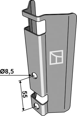 Technische Zeichnung: Industriehof® Halter Edelstahl rostfrei, für Bomech Gülle Schleppschuh-Verteiler Multi, Speedy