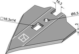 Technische Zeichnung: Industriehof® Hackschar, Arbeitsbreite 80 mm, für Hacktechnik Schmotzer