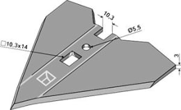 Technische Zeichnung: Industriehof® Hackschar, Arbeitsbreite 140 mm, für Hacktechnik Schmotzer