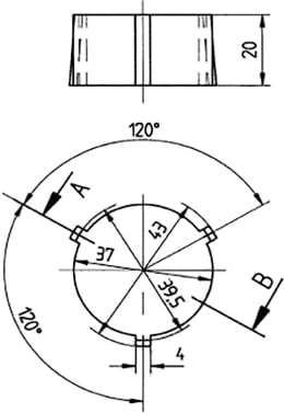 Technische Zeichnung: BPW Dämpfungsscheibe 40 x 37,7 x 20,5 mm, für Auflaufbremse