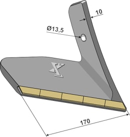 Technische Zeichnung: Industriehof® Scharflügel eXtreme® CARBIDE LINE rechts 340 mm, hartmetallbeschichtet