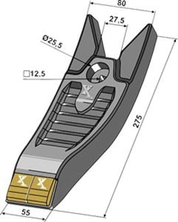 Technische Zeichnung: Industriehof® Scharspitze eXtreme® Carbide Line 275 x 80 mm, hartmetallbeschichtet