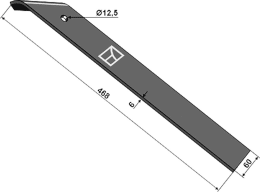 Technische Zeichnung: Industriehof® Ersatzmesser 468 x 60 x 6 mm, gerade, für Messeregge Kerner FP 6530