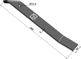 Technische Zeichnung: Industriehof® Ersatzmesser 468 x 60 x 6 mm für Messeregge Kerner FP 6530, 312-IND-013101