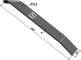 Technische Zeichnung: Industriehof® Ersatzmesser 468 x 60 x 6 mm für Messeregge Kerner FP 6530, 312-IND-013201