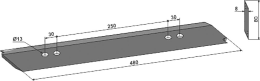 Technische Zeichnung: Industriehof® Ersatzmesser 480 x 80 x 8 mm für Packer Messerwalze Amazone