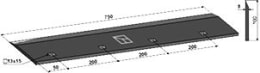 Technische Zeichnung: Industriehof® Ersatzmesser 750 x 100 x 8 mm für Packer Messerwalze Dal-Bo