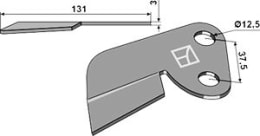 Technische Zeichnung: Industriehof® Abstreifer 131 x 62,5 x 3 mm rechts für Drillmaschine Lemken Saphir, Solitair, 51-L203