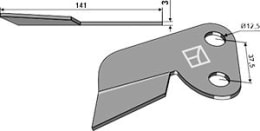 Technische Zeichnung: Industriehof® Abstreifer 131 x 62,5 x 3 mm links für Drillmaschine Lemken Saphir, Solitair, 51-L204
