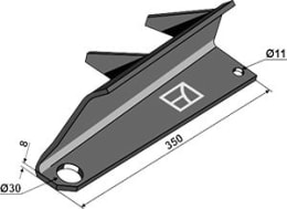 Technische Zeichnung: Industriehof® Streuflügel links, 350 mm x 8 mm für Tellerstreuwerk Universalstreuer Bergmann