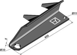Technische Zeichnung: Industriehof® Streuflügel links, 400 mm x 8 mm für Tellerstreuwerk Universalstreuer Bergmann