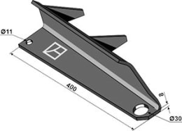 Technische Zeichnung: Industriehof® Streuflügel rechts, 400 mm x 8 mm für Tellerstreuwerk Universalstreuer Bergmann