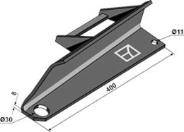 Technische Zeichnung: Industriehof® Streuflügel links, 400 mm x 8 mm, verstärkt, für Tellerstreuwerk Universalstreuer