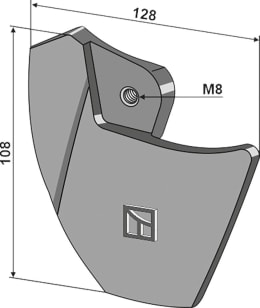 Technische Zeichnung: Industriehof® Säschar links 108 x 128 mm, für Drillmaschine Gaspardo Nina, Pinta, 99.GA-15