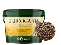 Produktbild: St. Hippolyt Glucogard mit Wirkstoffen für stoffwechselsensible Pferde