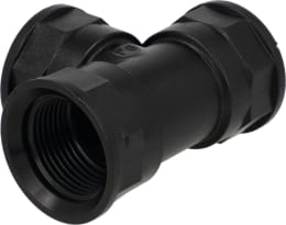 Produktbild: Agrotop T-Stück aus schwarzem Kunststoff mit drei Innengewinden G 1 1/4" BSP