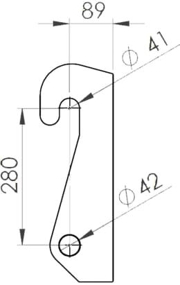 Technische Zeichnung: Düvelsdorf Anschweißplatte Schäffer hydraulisch 42 mm (860 mm)