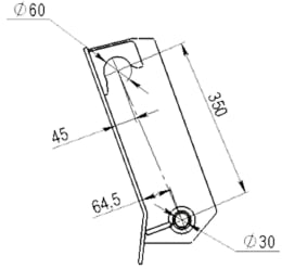 Technische Zeichnung: Düvelsdorf Anschweißplatte für Hauer B (1.180 mm)