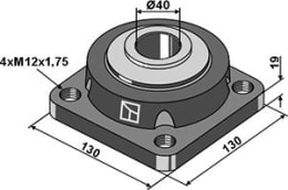 Technische Zeichnung: Industriehof® Spannlager 130 x 130 x 19 mm, Ø innen 40 mm, für Amazone Eggenscheibe Scheibenegge