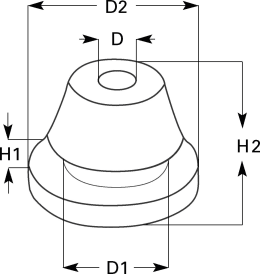 Technische Zeichnung: Herth + Buss Dicht- und Schutzstopfen doppelseitig, geschlossen, schwarz, NBR, D=2 mm mm, H=1,5 mm