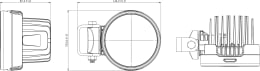 Technische Zeichnung: TYRI LED-Arbeitsscheinwerfer Baseline R2 Swivel 2.800 lm/39 W, 9 – 32 V, nahe Ausleuchtung