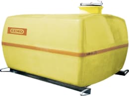 Produktbild: Cemo Fass 5.000 l Kreuzschwallwände, Klappdeckel seitlich, mit Stahlkufen, GFK, rechteckig, gelb, 6538