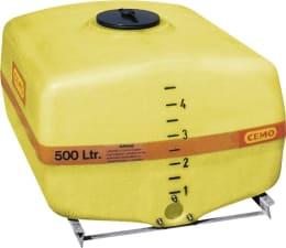 Produktbild: Cemo Fass 500 l kurz, Schraubdeckel, mit Stahlkufen, GFK, rechteckig, gelb, 5944