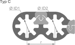 Technische Zeichnung: Herth + Buss Abstandhalter Clipfixtwins Ø innen 22,5, 22,5 x 25 mm