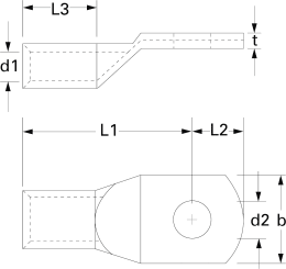 Technische Zeichnung: Herth + Buss Rohrkabelschuh 1,5 mm², Ø 6,4 mm, verzinnt, 50 251 616
