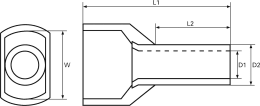 Technische Zeichnung: Herth + Buss Kabelendhülse Duo DIN ISO 46228/4 0,75 mm², grau, teilisoliert, 50 252 181